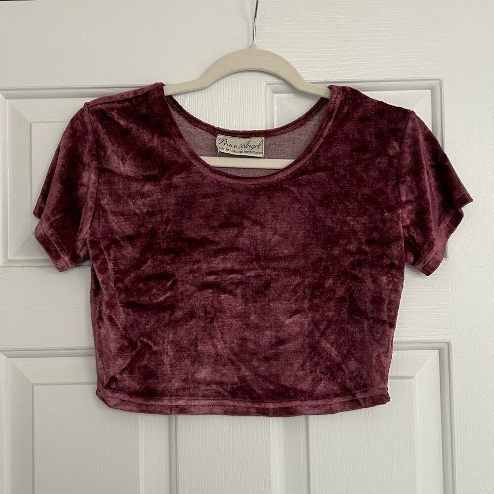 Maroon Velvet Crop Top